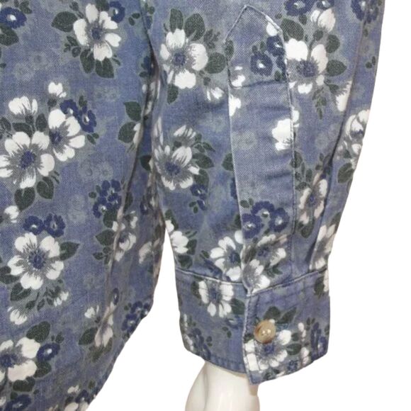 ROUTE 66 Denim Shirt-Jacket, S, Blue Floral, Accent collar, Long sleeve, Buttons - Picture 6 of 11
